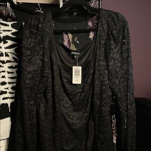 Torrid Black Lace Sweetheart Long Sleeve Too -NWT -2x